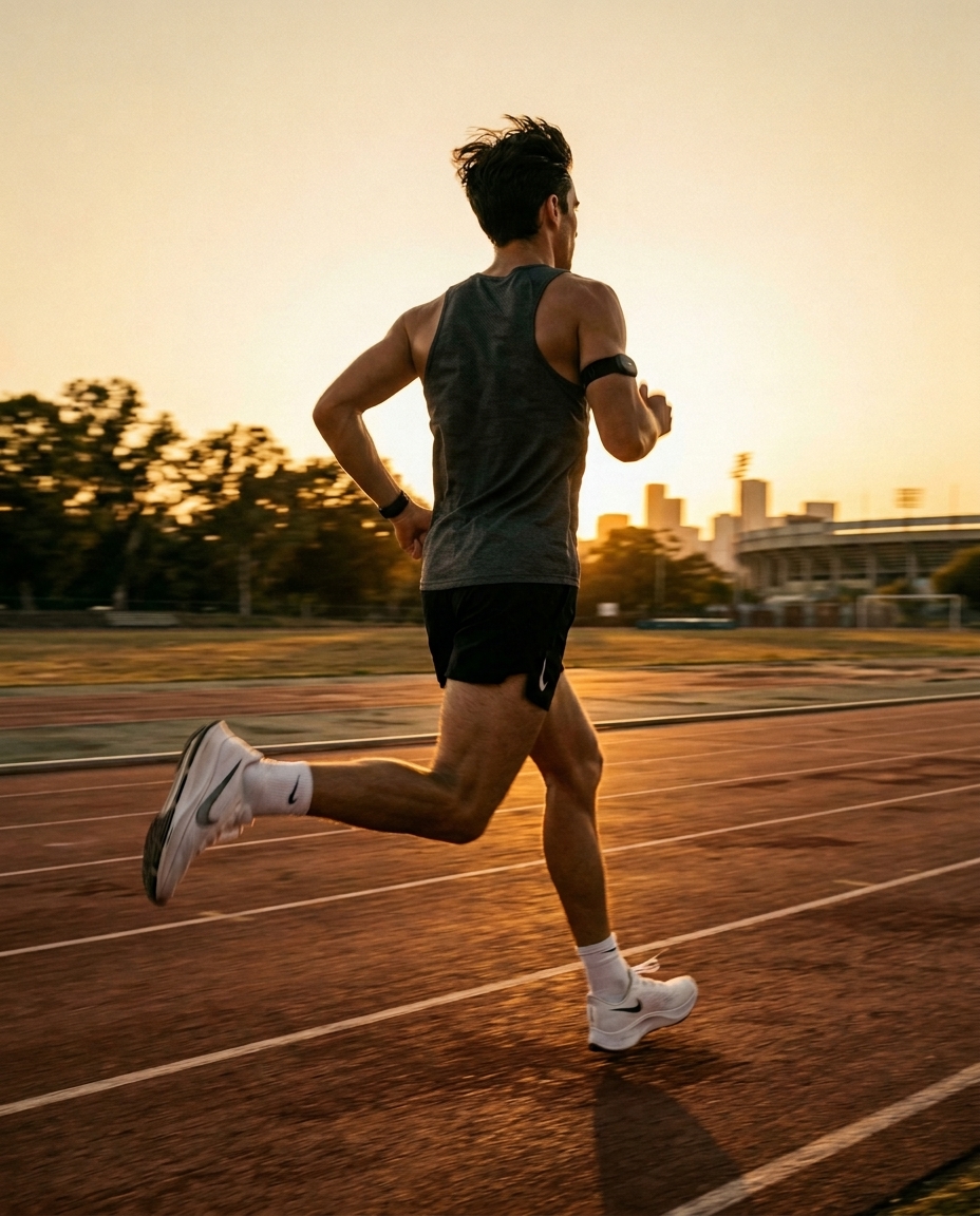 Laufen im Freien mit Fitness-Tracker am Handgelenk